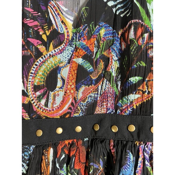 Maeve Anthro Nighttime Florals Sheer Lined Chiffon Studded Mini Dress 4 - Picture 10 of 10